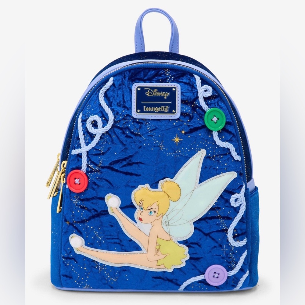 Loungefly Disney Peter Pan Tinker Bell Buttons Light-Up Mini Backpack NWT